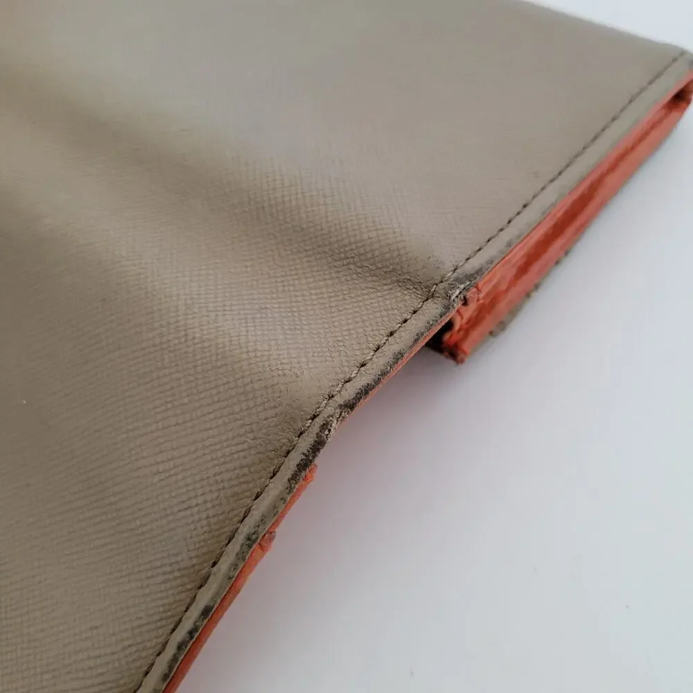 Tory Burch Robinson Wallet Clay Equestrian Orange Leather Envelope Continental